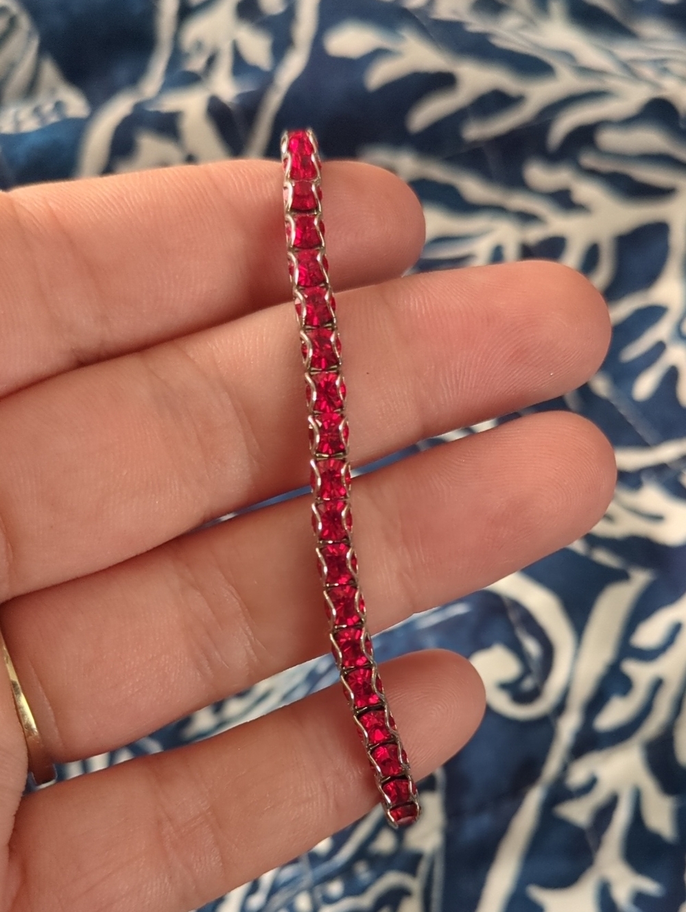 Rhinestone Tennis Bracelet - Vibrant Red
